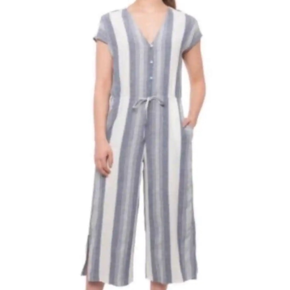 ✨ ANTHROPOLOGIE ✨ Cloth and Stone Blue and White Striped Jumpsuit